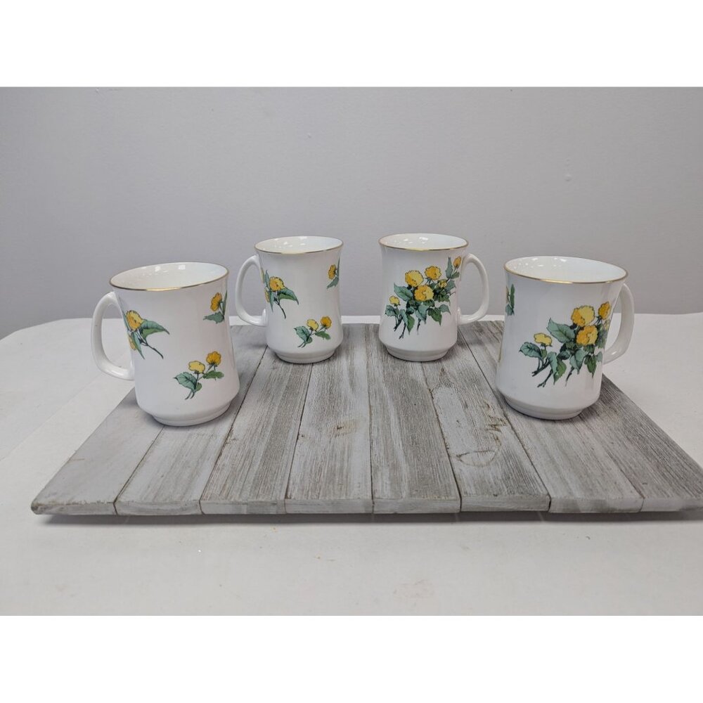 Crown Sterling Fine Bone China Floral Bowl Sussex Mum Tall Mugs Set of 4